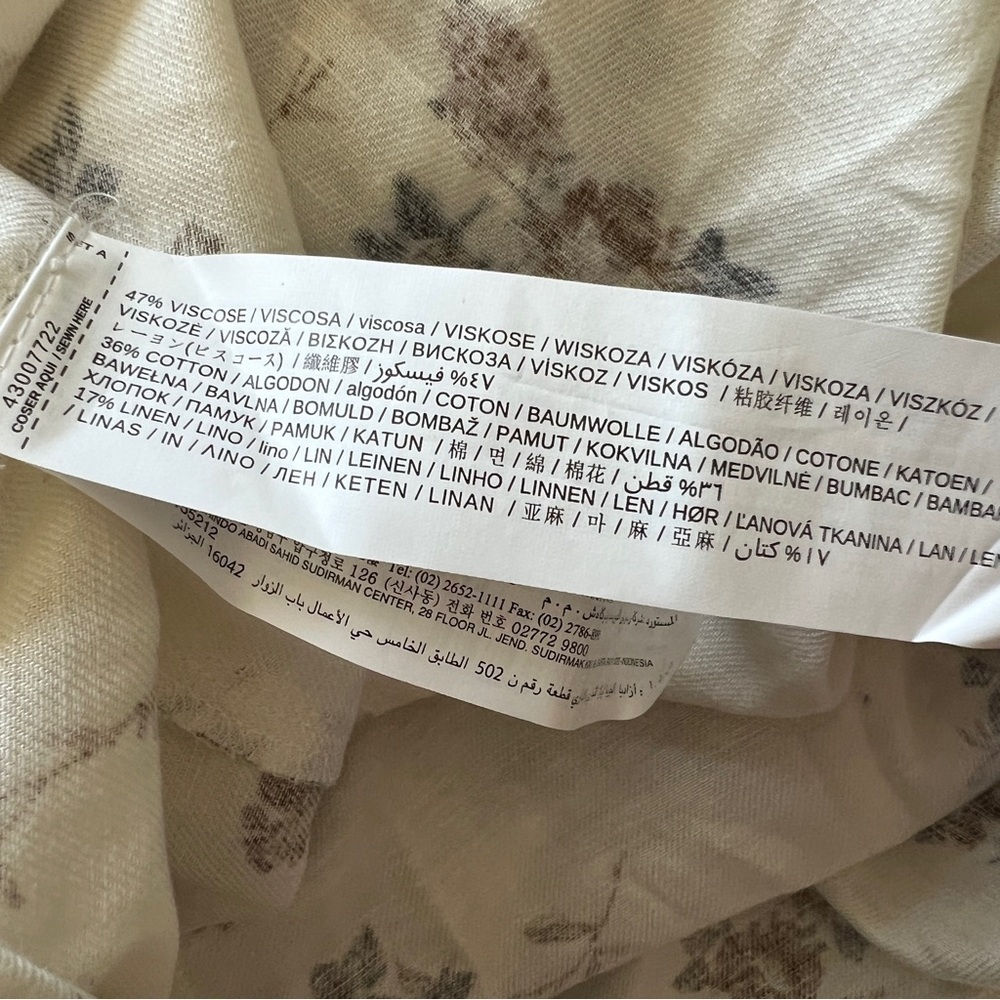 MNG CASUAL Floral Shirt Dress Button Skirt Belted Cream Brown Size 8 NWT - Picture 8 of 9